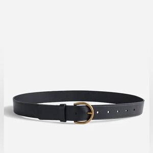 Black Leather Belt with Gold Buckle